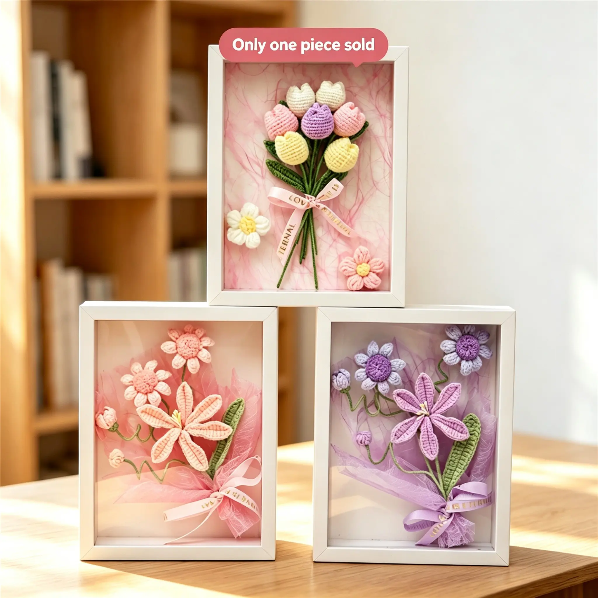 Elegant Handmade Mini Artificial Flower Frame, Decorative Fake Flowers, Perfect Gift for Mom and Lover, Ideal for Collectors, Durable Preserved Flowers Decor