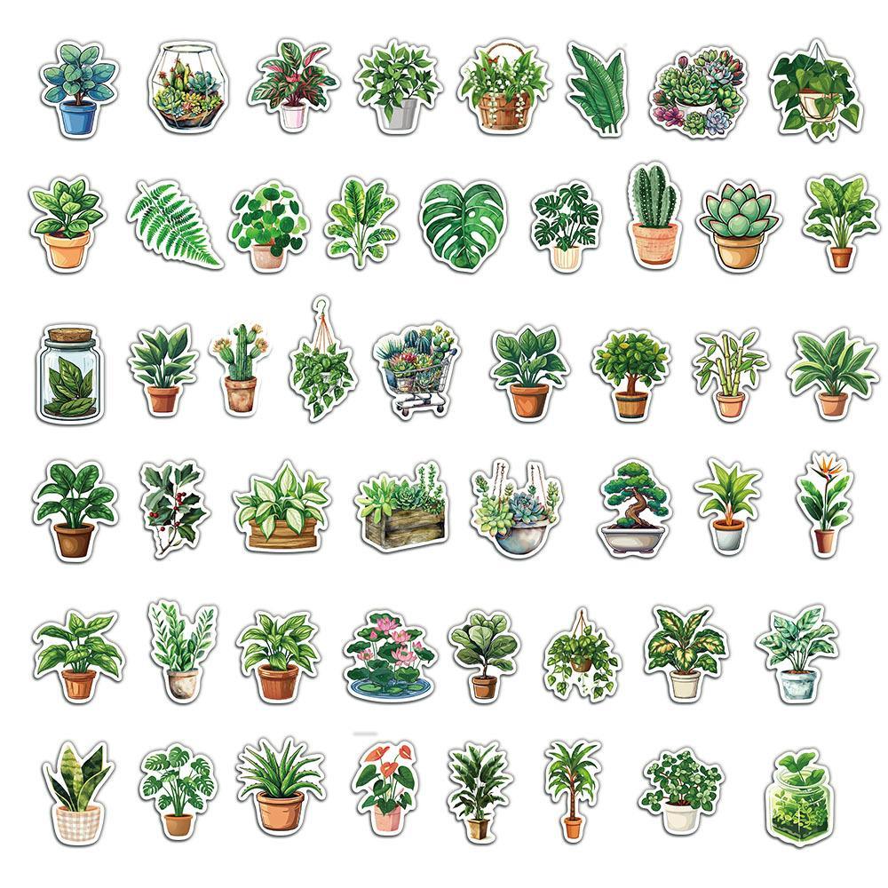 Plant Series Graffiti Sticker, 50pcs Self Adhesive Decorative Sticker, DIY Creative Sticker for Phone Case, Laptop, Notebook, Helmet, Skateboard, Customizable Stickers