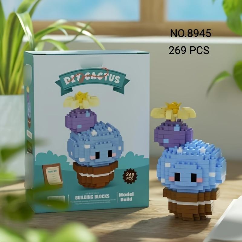 Cactus Design Building Blocks Toy, 1 Box Creative Desktop Ornament, Educational Assembly Toy for Teenager & Adults, Birthday Gift