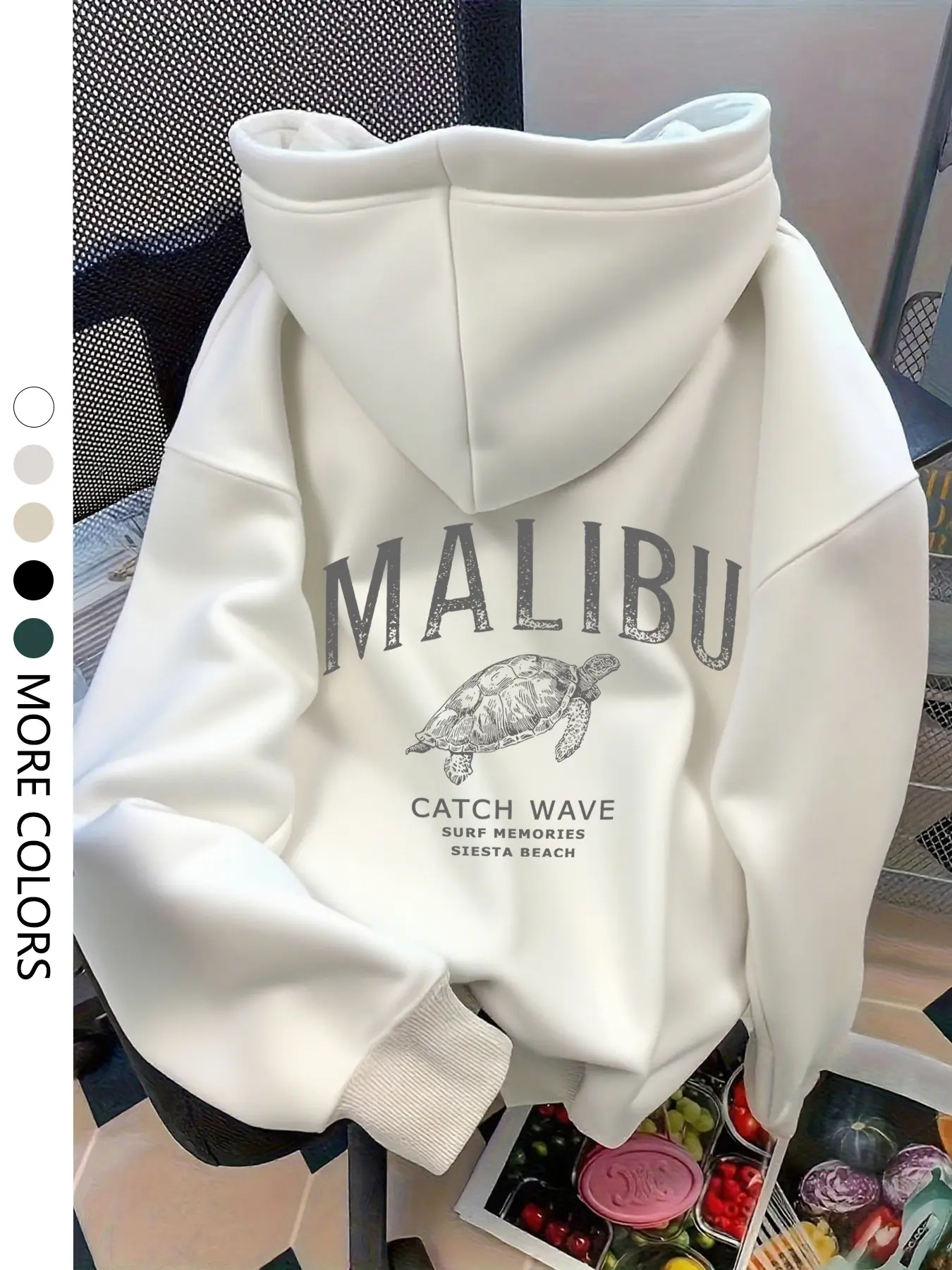Women's Street Style Hoodie, Turtle Letter Print Drop Shoulder, Casual Drawstring Pocket, Fall Winter Outerwear, Daily Holiday Wear