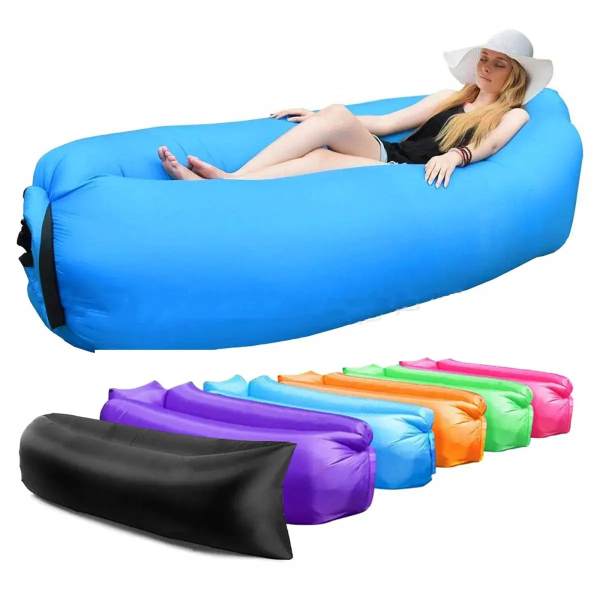 Portable Inflatable Lounge Chair Air Mattress Hammock, Waterproof Leak-Proof, Perfect for Outdoor Adventures and Relaxation