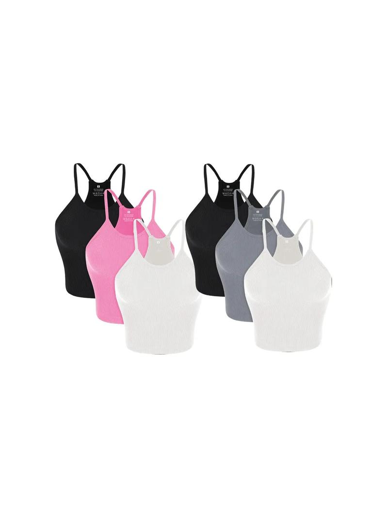 Women's Solid Wireless Athletic Fitted Sports Bra, Breathable Comfortable Sports Top for Yoga Gym Workout Tennis Pickleball, Ladies Sportswear Clothing for All Seasons, Solid Basic Bra, Sports Crop Top