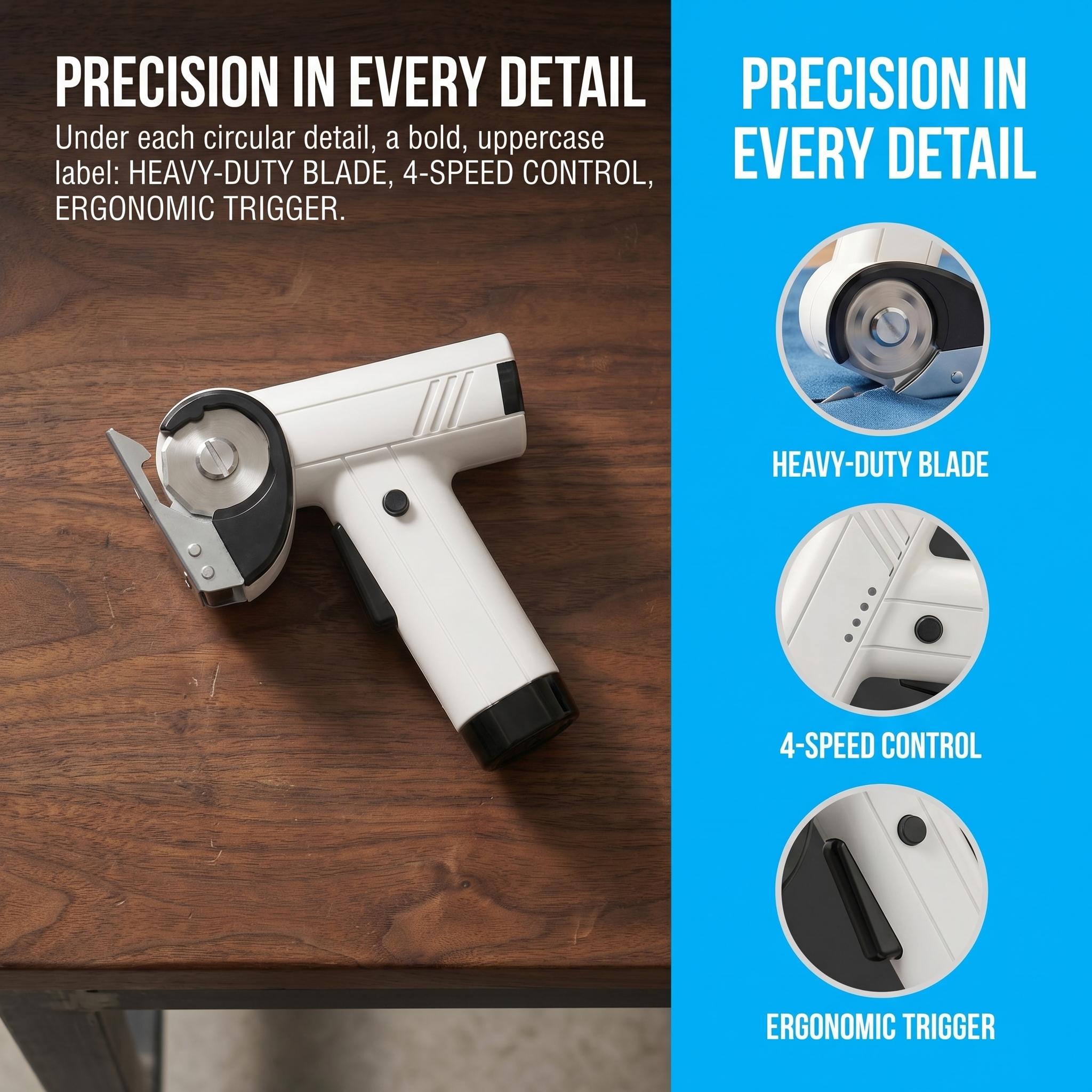 Cordless Electric Scissors| 4-Speed Adjustable Rotary Power Cutter, Heavy-Duty Fabric Cutter for Fabric, Leather, Cardboard, Paper & DIY Crafts, Portable Cutting Tool