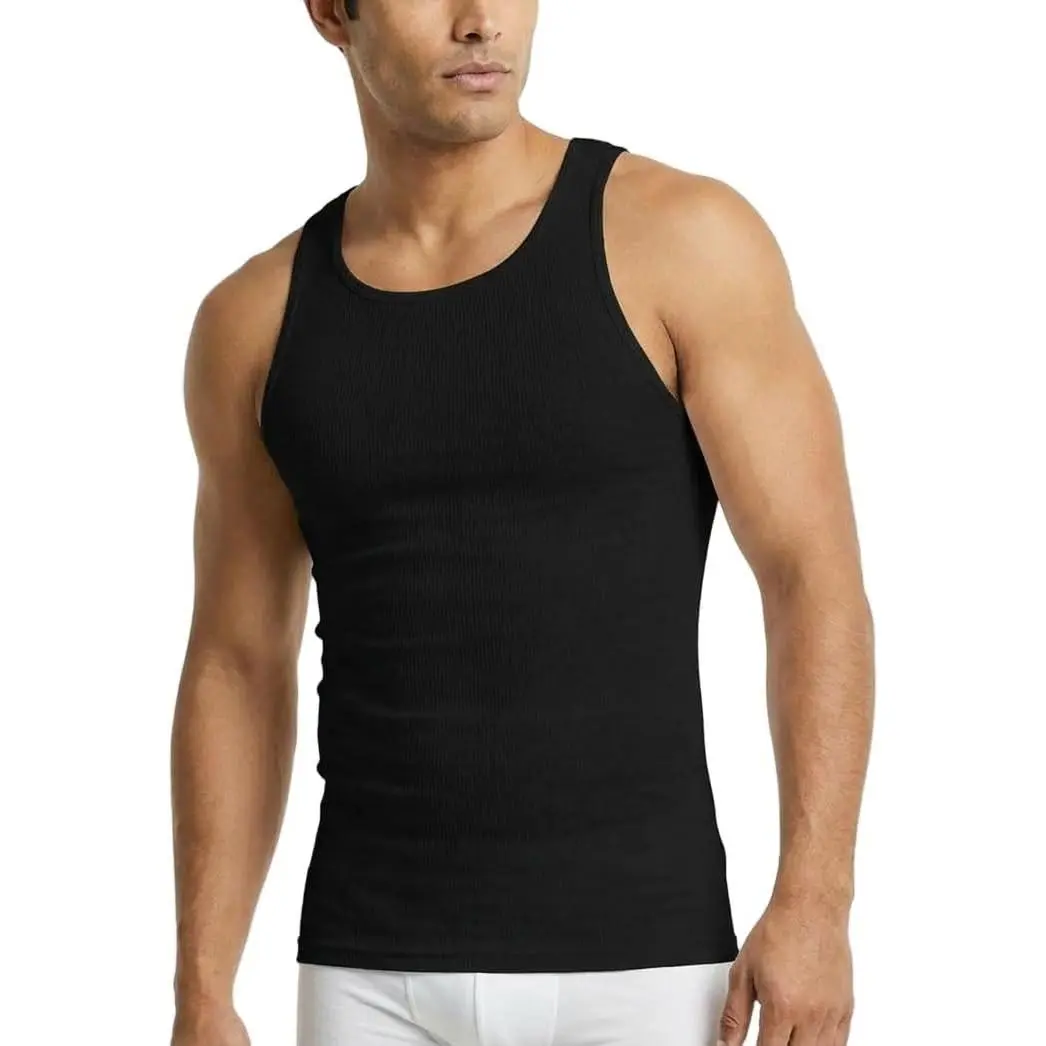 Men’s Classic 3-Pack 100% Cotton Ribbed Fabric Sleeveless A-Shirt Tank Top Undershirt for Menswear Workout, Sweat-Absorbent Base Layer, Athletic