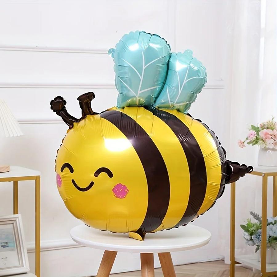 3pcs/6pcs Cute Bee Balloon Set for Party Scene Arrangement -AluminumFilm Balloons with Animal Design
