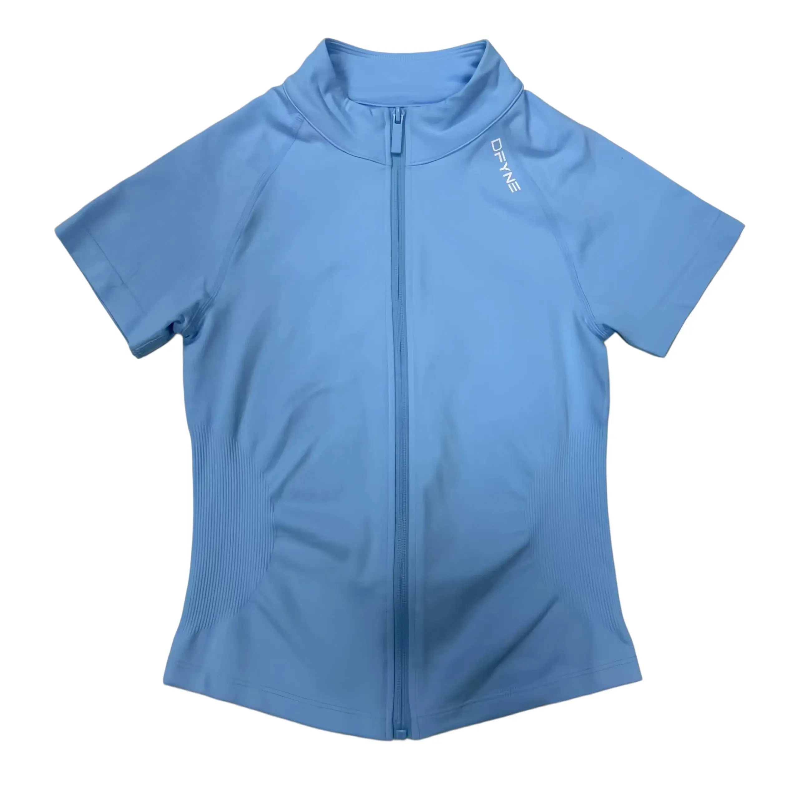 DFYNE New Slim Fit Short Sleeve Zip Jacket – Yoga Gym Casual Sports Outerwear