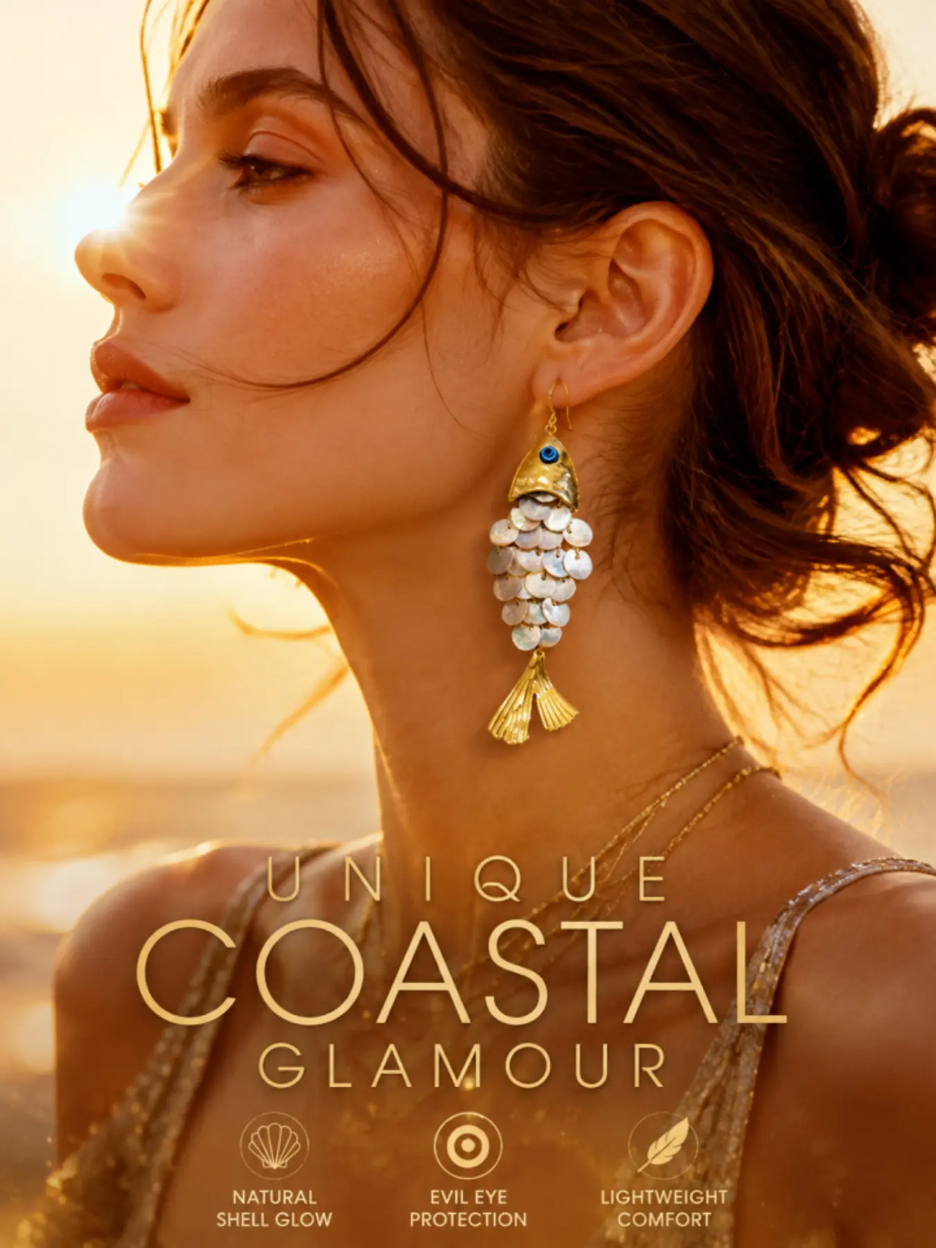 High-Quality Fish-Shaped Earrings, Handmade Shell Earrings, Unique Jewelry Design, Perfect Gift Idea, Durable Craftsmanship