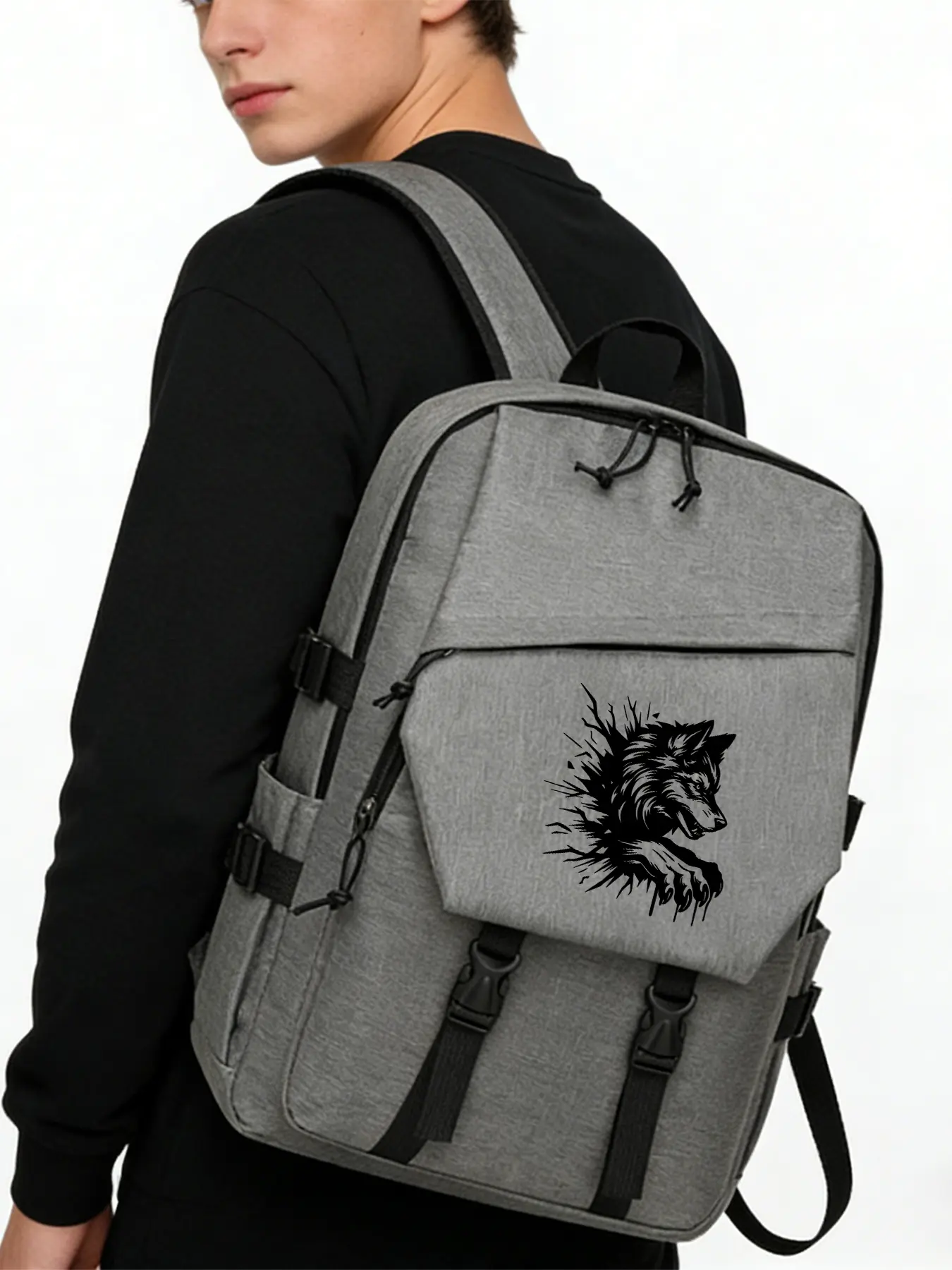 Wolf Pattern Fashion Backpacks, Casual Rucksacks and Travel Backpacks with Adjustable Shoulder Straps, Separate Compartments and Side Pockets. Suitable for Study or Daily Commuting, An Ideal Gift.