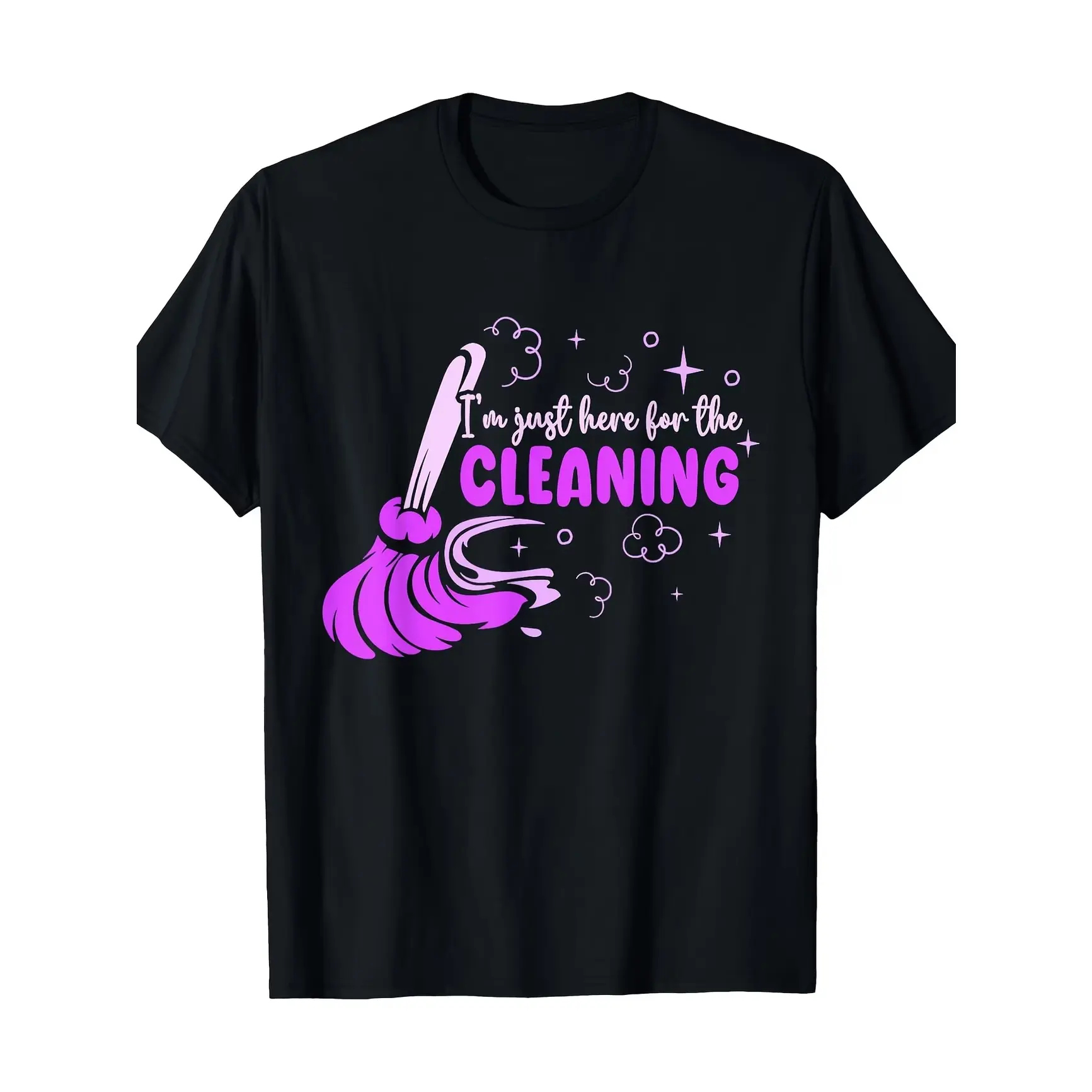 Women's Short-Sleeve Cloud-Print Purple Broom Cleaning Slogan Cotton T-Shirt - Oversized Lightweight Casual Loungewear Top, Valentine Gift for Girlfriends & Female Family Members