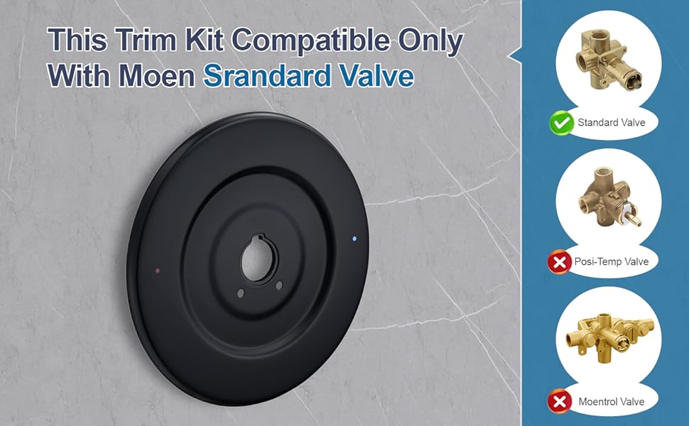 Escutcheon Moen 16090 Chateau, for One-Handle Tub and Shower Faucets Cover, Black Escutcheon Pate