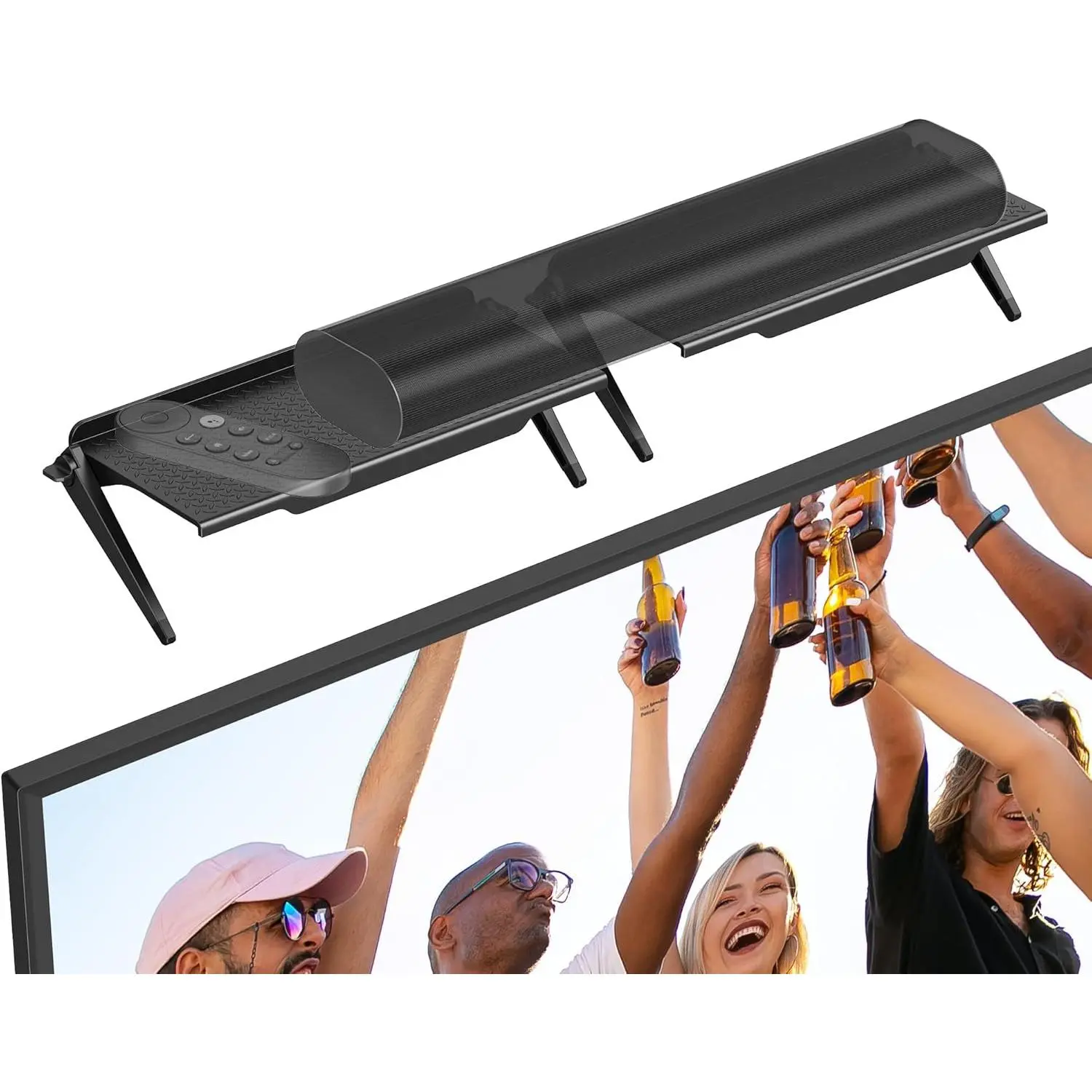 No Drilling Soundbar Mount, TV Top Shelf Fits  Soundbars up to 12 lbs,   Shelf-Sound Bar Mounts, Sound Bar Shelfs Above TV for Flat Screen TVs,No TVs Disassembly, 23.6x4.4inch