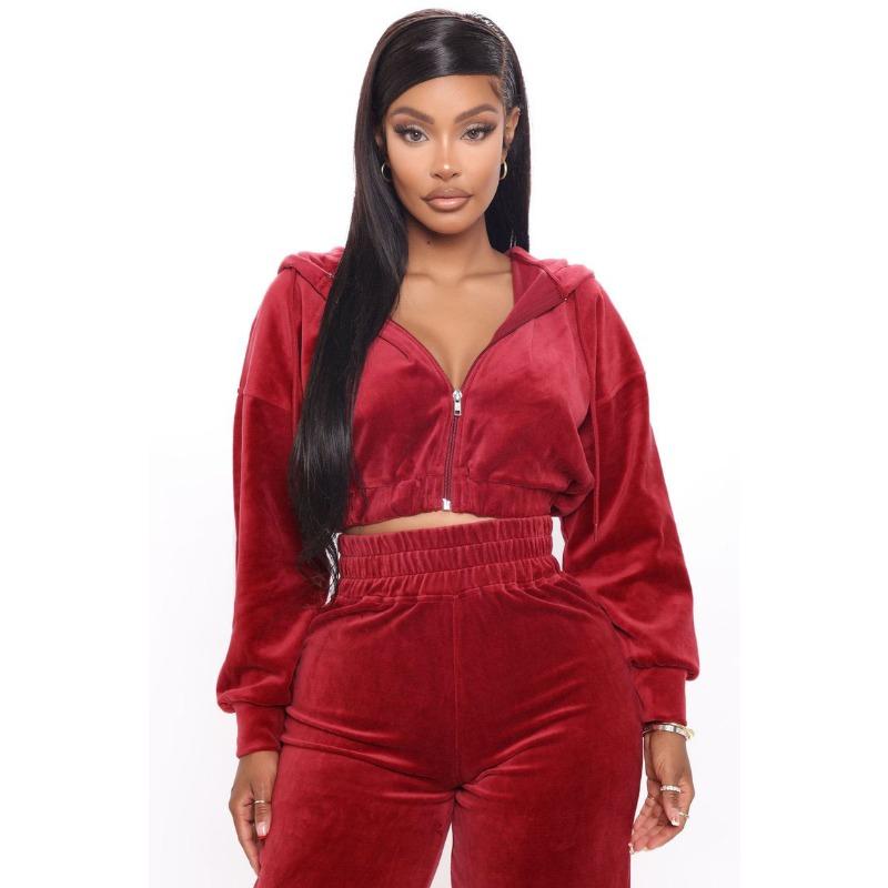 Zipper jacket straight pants suit casual sports