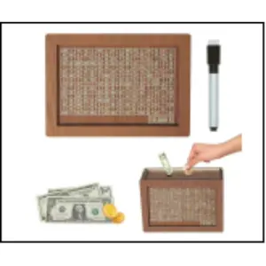 Children's piggy bank, wooden coin bank, cash income and expenditure recorder, savings challenge