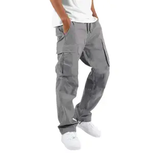 ACTIVEKITMen's work pants, drawstring casual hiking pants, jogging pants, sports pants, cotton loose straight leg men's sports pants