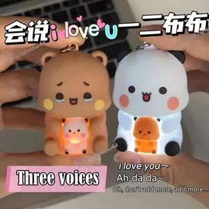 Hot In-Stock Bubu Dudu Can Say I Love You Voice Toys Keychain With 3 Voices Bag Decoration Couple Gifts With Night Light