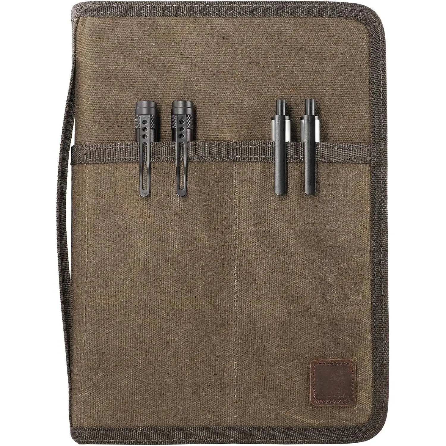 A5 YKK Zipper Notebook Journal Planner Sketchbook Cover for 5.5 x 8.25 Moleskine Cahier 5 x 8 legal note pads A5 LEUCHTTURM, Pen Loop, Water Resistant Cover, Classy Waxed Canvas, Olive