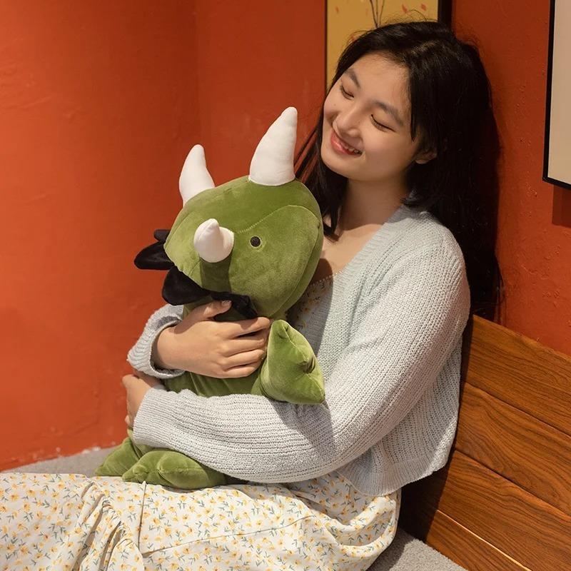 Cute Dinosaur Weighted Plush Toy Cartoon Game Character Pink Green Dinosaur Soft Stuffed Pillow For Kid Christmas Birthday Gift