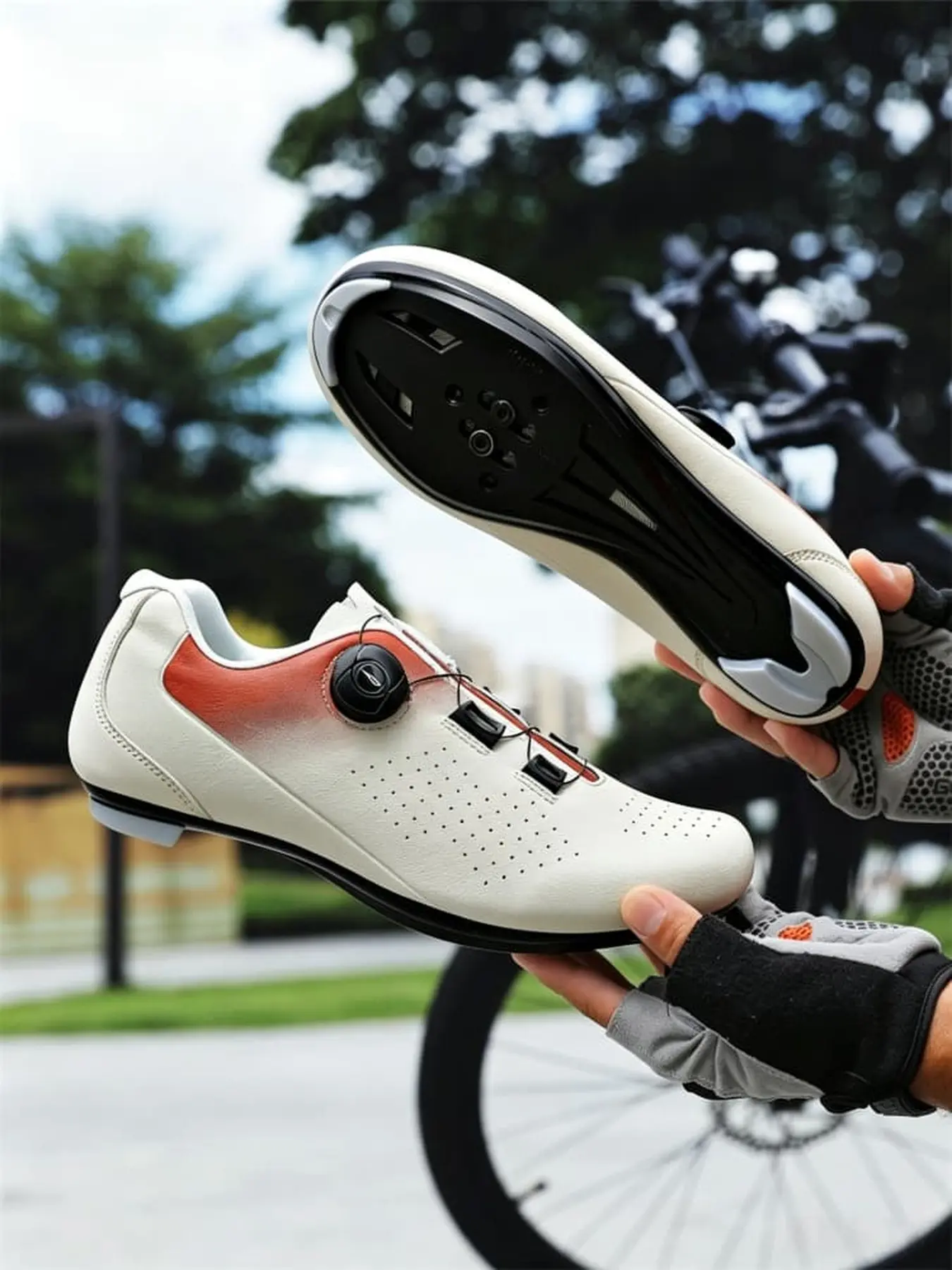 Men Women Lightweight Road Racing Lock Shoes Multi Hole Breathable Heel Slip Resistant Structure Professional Bike Cycling Shoes