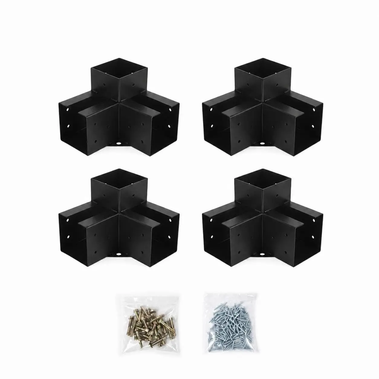 GAOMON 3-Way Heavy Duty Right Angle Corner Bracket Kits for Pergolas, 4x4 & 6x6 Sizes, 4 Pcs Each, Strong Structural Support, Easy Installation