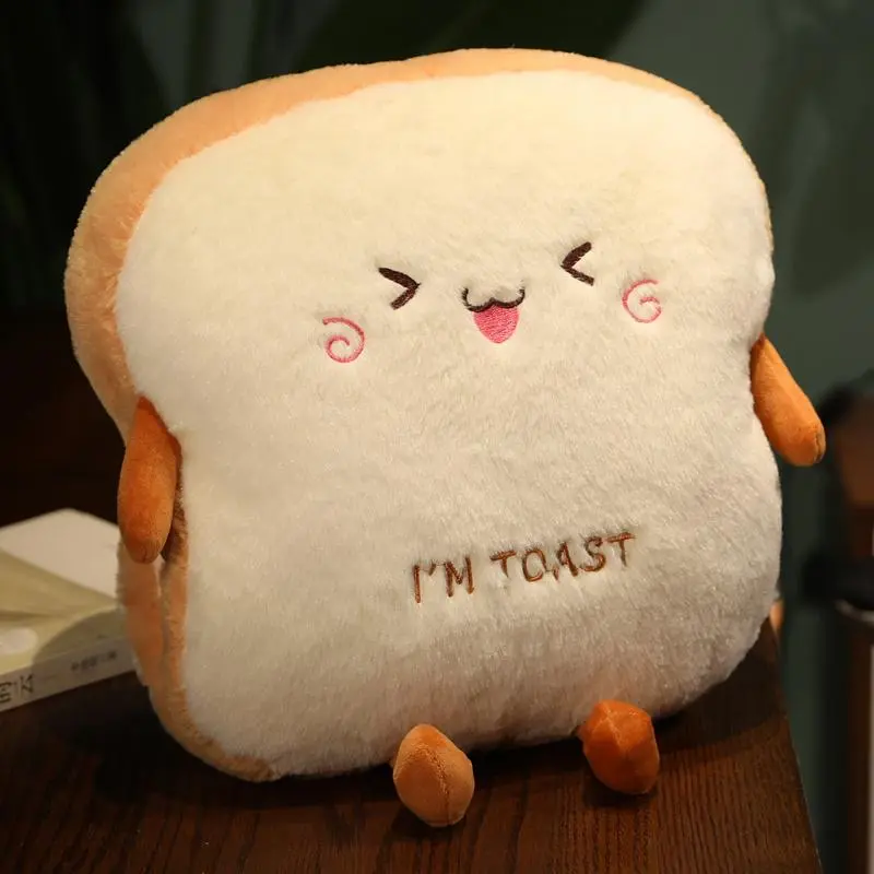 35cm Plush Bread Pillow Soft Toast Simulation Food Doll Warm Hand Cushion Home Decor Cute Kids Toy Birthday Gift