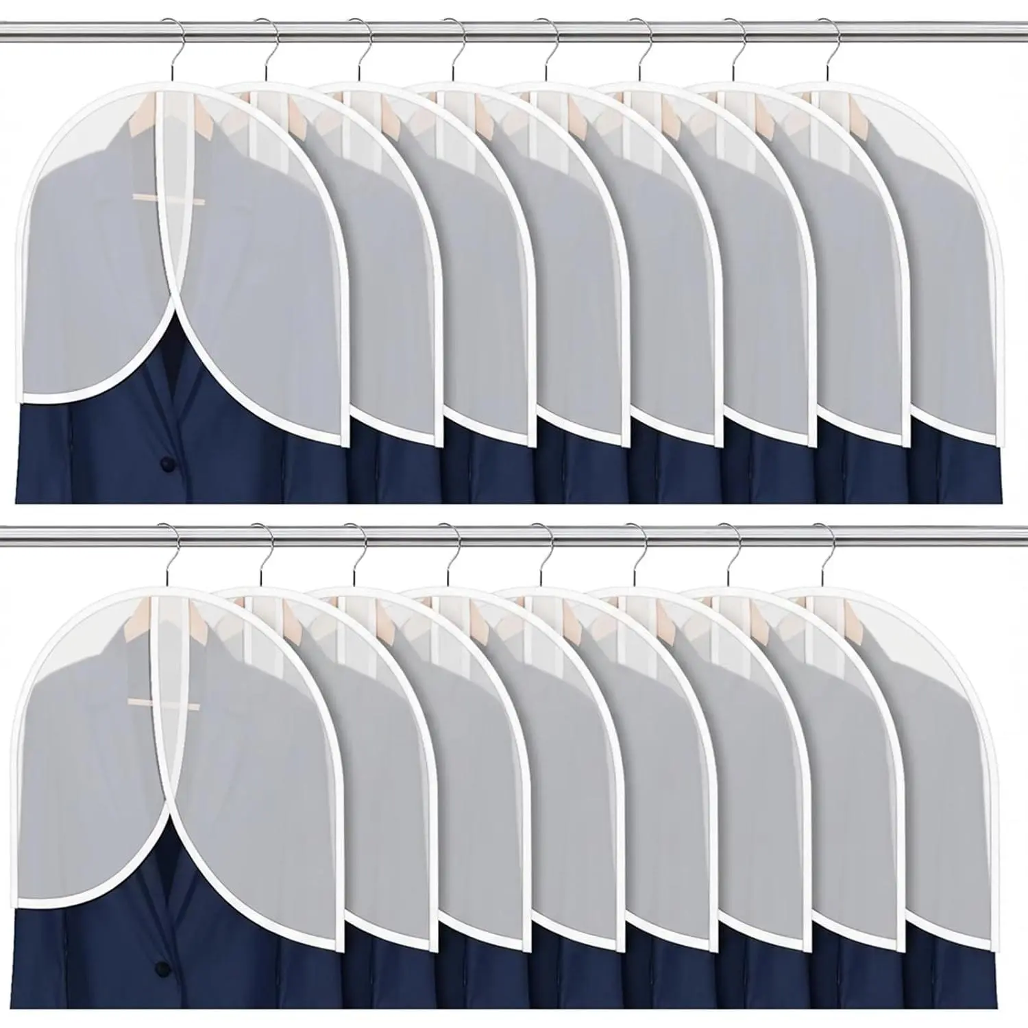 25 Pcs Shoulder Covers for Hanging Clothes, 24 x 17 Inch Plastic Garment Cover Clear Dust Clothes Hanger Covers for Coats, Dress, Suit, Sweater, Jackets
