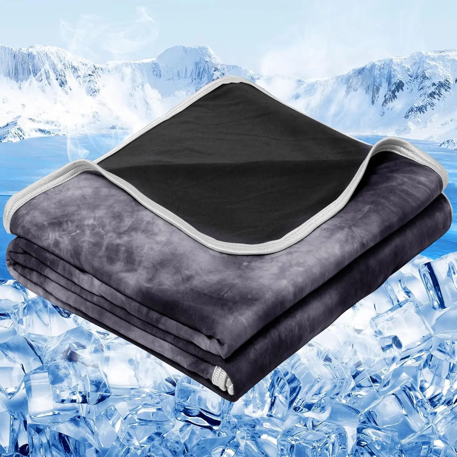 Cooling Blanket Queen Size (90"x90"), Cooling for Hot Sleepers, Absorbs Heat to Keep Adults Cool for Summer Nights Sweats, Thin Cold Lightweight Blanket for Couch Bed, Black
