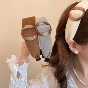 Korean Simple Solid Color Wide Edge Headband for Women Girls Elegant Circular Temperament Headband Headwear Hair Accessories