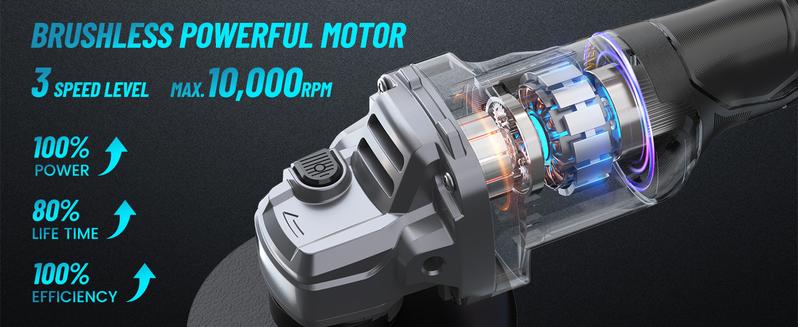 SEESII Cordless Angle Grinder Kit with 2x4.0Ah Batteries, 10000RPM Brushless Electric Metal Grinder w/ 4-1/2" Cutting Wheel, Flap Wheel, and Wool Carving Wheel for Precision Cutting & Grinding SEESII Cordless Angle Grinder Kit with 2x4.0Ah Batteries, 10000RPM Brushless Electric Metal Grinder w/ 4-1/2" Cutting Wheel, Flap Wheel, and Wool Carving Wheel for Precision Cutting & Grinding