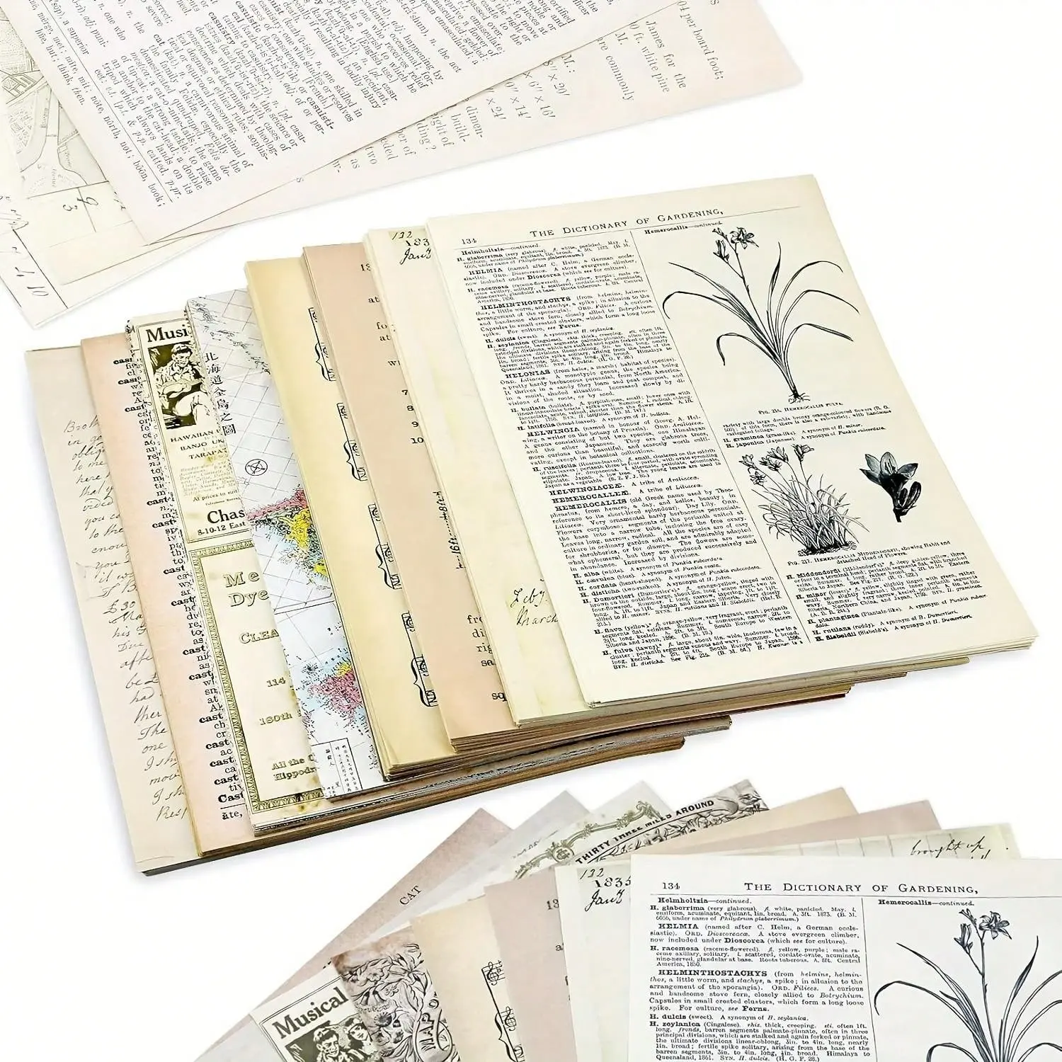 240pcs/pack, Vintage Scrapbook Paper, Mathematics Magazine Newspaper Sheet, Music Kraft Paper For Scrapbooking Halloween Christmas Gift