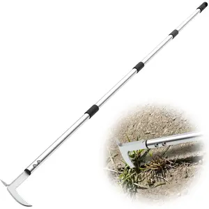 Crack Weeder Tool, 20-65" Adjustable Stainless Steel Long Handle Crevice Weeding Tool Heavy Duty L-Shaped Manual Garden Weed Puller & Remover for Sidewalk, Garden, Patio, Lawn