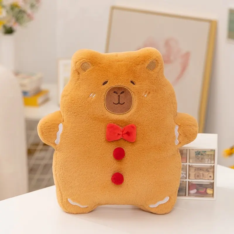 32cm Gingerbread Capybara Plush Toy, Soft Healing Pillow, Festive Home Decor, Perfect Christmas Gift for Adults