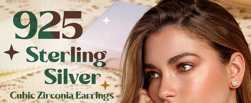 Milacolato Cubic Zirconia Earrings Studs for Women & Men - Hypoallergenic Sterling Silver with Simulated Halo Design - 2/4 Pairs of Earrings Springtok