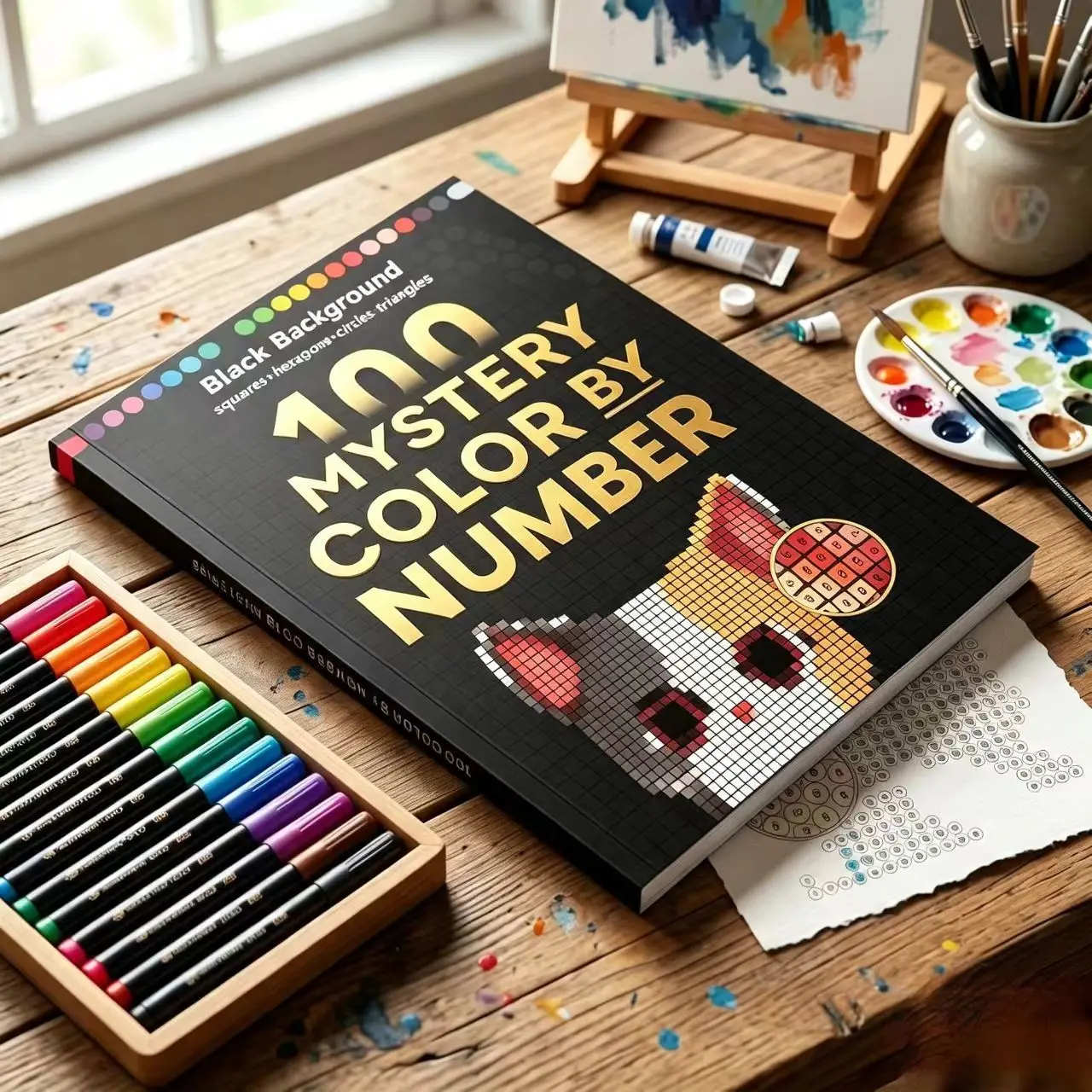 Thick A4 Number Smooth Coloring Book for Adults, 100 Mystery Color by Number, 204 Pages, New Arrival, Cross-Border Fresh Stock