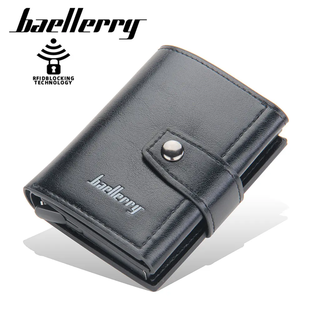 Men's card holder and ID storage bag, unisex, anti-demagnetization, with buckle, automatic card ejector, high-end wallet and card holder all-in-one for men
