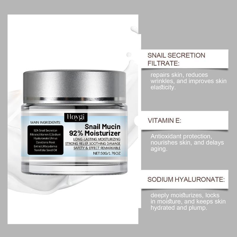 Snail Mucin Moisturizer, 1/2 Counts Hydrating Nourishing Face Cream, Moisturizing Face Cream, Face Lotion for Women & Men, Skin Care Product for Daily Use, Daily Moisture Nourishing