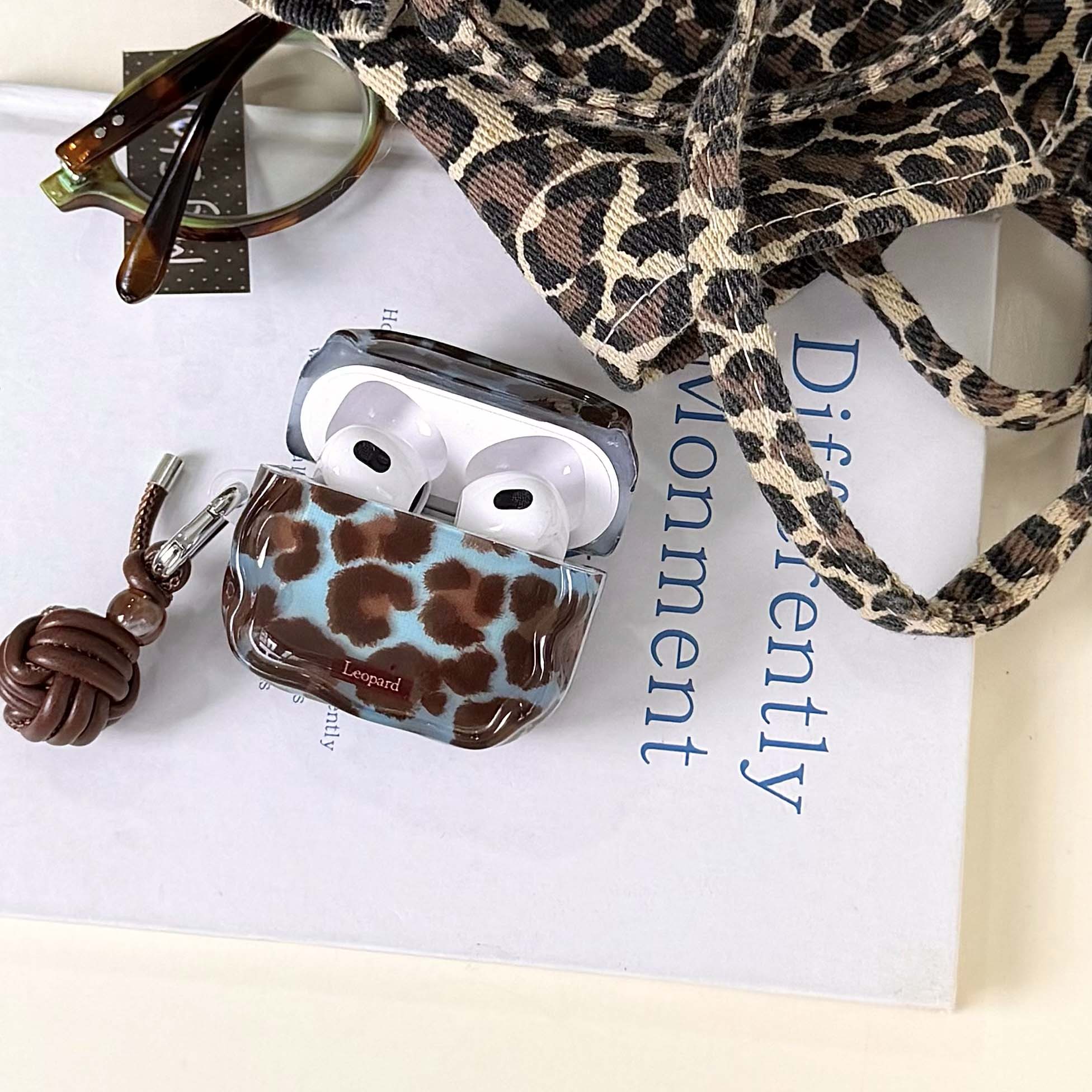 Leopard Pattern Shockproof Earphone Case – Anti-Drop, Wireless Charging Compatible, Stylish Cover for AirPods Series