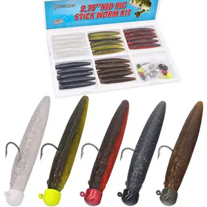 Finesse Baits Soft Plastic Worms Fishing Lure for Bass Stick Swimbait Minnow Crawfish Lures Shroom Jig Head Rig Kit