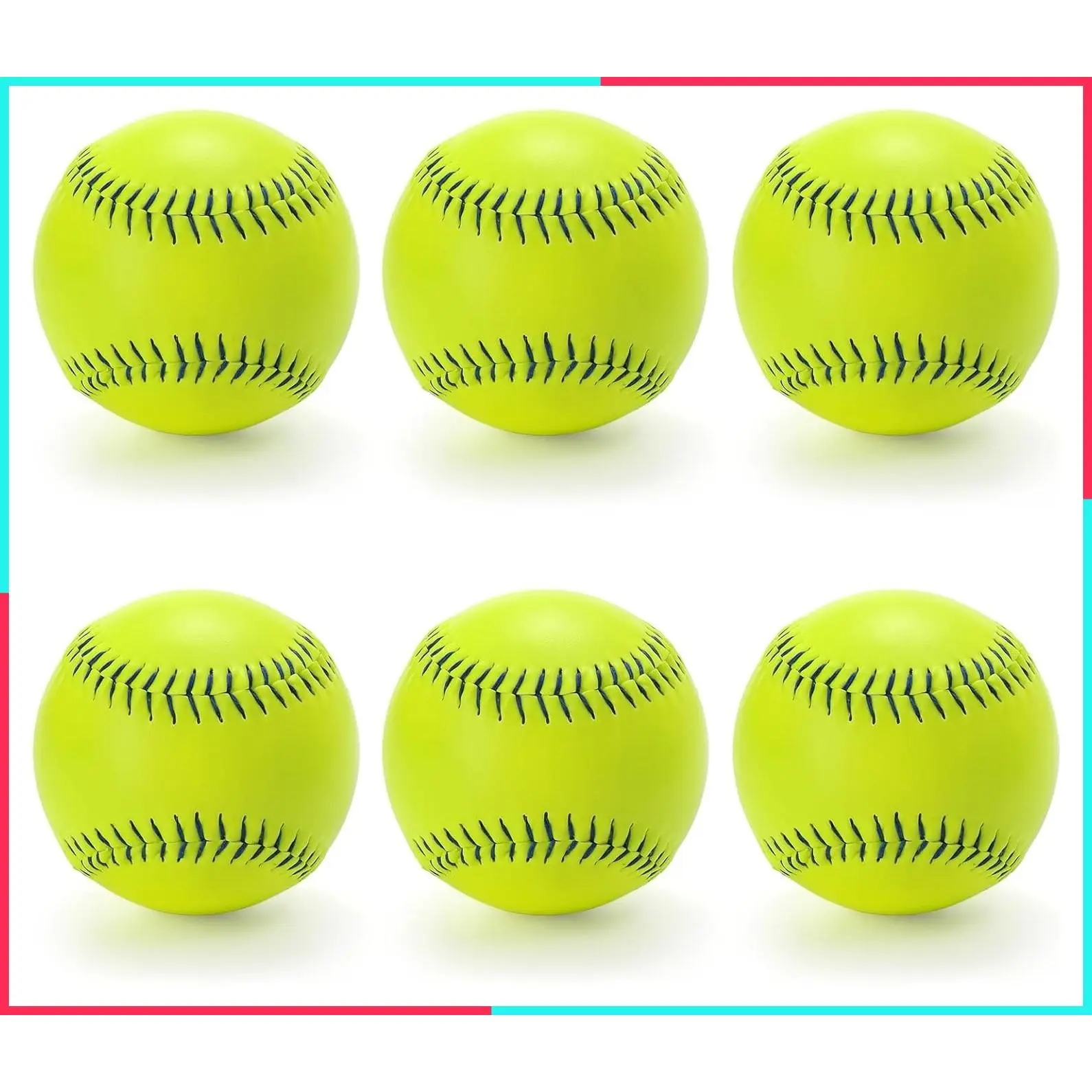 6 Pack 12 Inch Fastpitch Softballs, Official Size and Weight, Leather Covered Training Balls for Games, Practice and Training