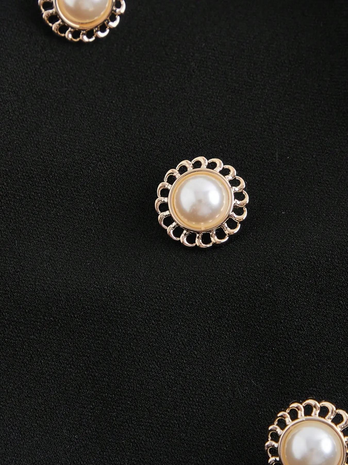 Women's Button Decoration A-line Dress, Casual Bishop Sleeve Dress for Daily Wear, Ladies Clothes for All Seasons, Fitted