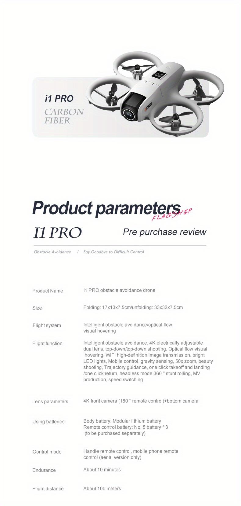 i1 PRO 480p Drone with Dual Cameras 180° Rotation Obstacle Avoidance Optical Flow Positioning 360° Roll Gyroscope One-Key Calibration Take-off Landing Functions