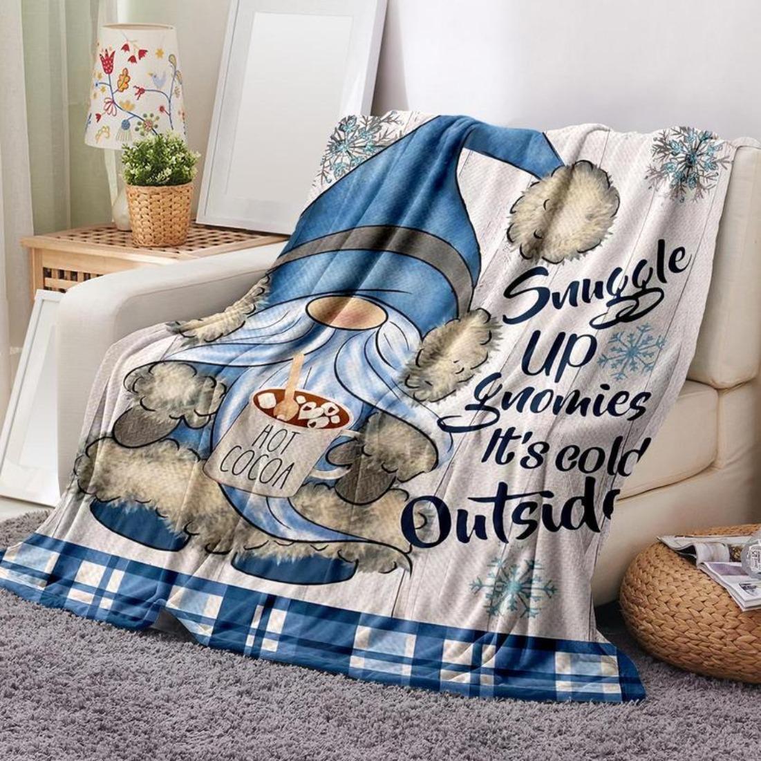 Christmas Gnome Pattern Blanket, 1 Count Soft and Comfortable Air-conditioned Room Flannel Throw, Warm Nap Blanket for Home & Office "Halloween gift Dream Weave Home "