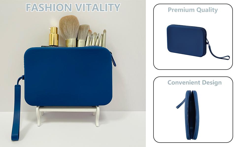 Large Silicone Multifunctional Essential Bag Portable Travel Makeup Bag for Women Men Cards Cash Bag Zipper Pouch (Light Green)