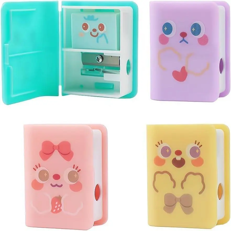 1 count Multicolor Cute  Purpose Book Pencil Sharpener Eraser, Cute Cartoon Student Eraser Pencil Sharpener Writing and Correction Supplies