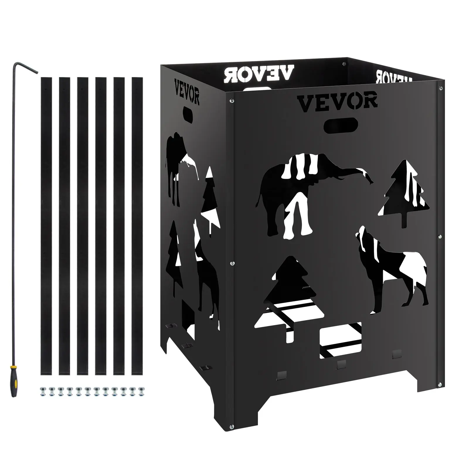 【DealsForYouDays】VEVOR Burn Barrel, 21x21x27 inch Burn Cage, Carbon Steel Cage Incinerator, Incinerator Barrel with Lid and Handle for Outdoors