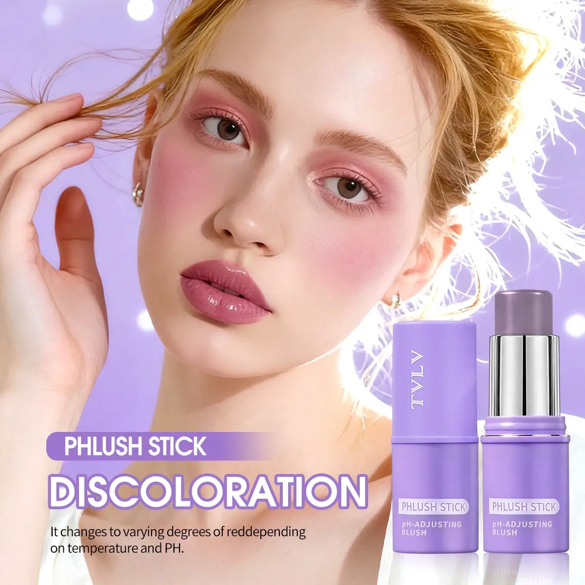 Color-Changing Multifunctional Blush Stick, Easy Application Long-Lasting Lip and Cheek Balm, Natural Highlighter Makeup