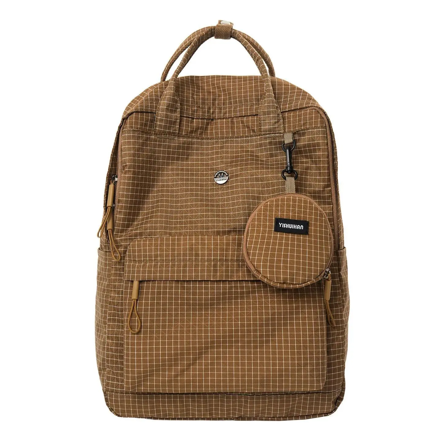 Casual Plaid Backpack High School Student Bookbag Women's High Aesthetic Dual-shoulder Bag Urban Minimalist Nylon Bag