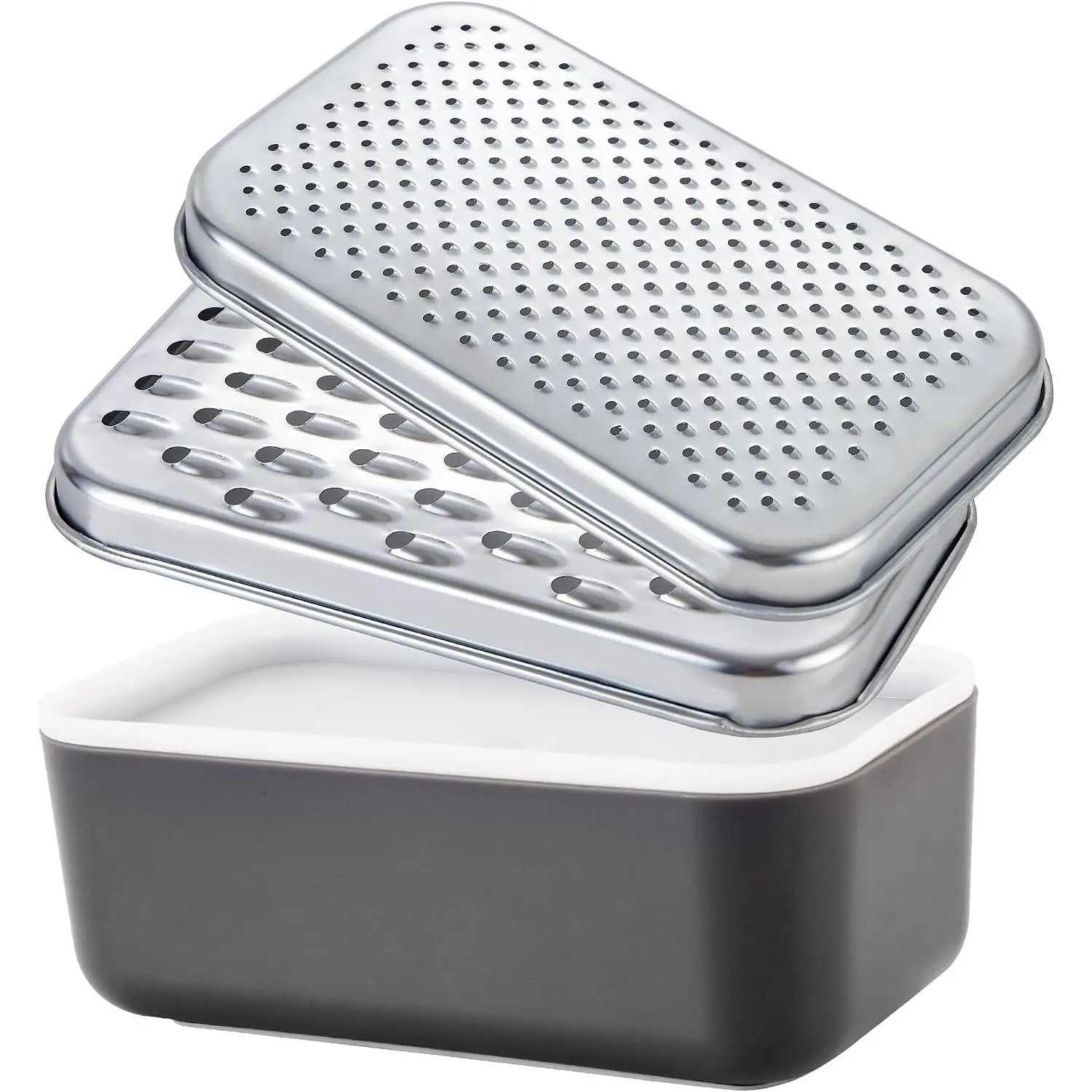 Cheese Grater with Container - Box Grater Cheese Shredder Lemon Zester - Graters for Kitchen Stainless Steel Food Grater