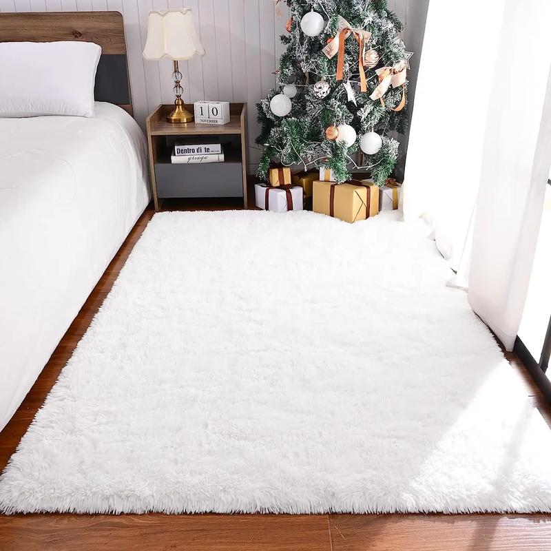 Solid Color Fuzzy Rug,  Rectangle Non-slip Soft Tuff Tufted Bedroom Carpet, Winter Warm Floor Mat for Home Living Room Decor, Fall Decor, Valentine's Day Gift