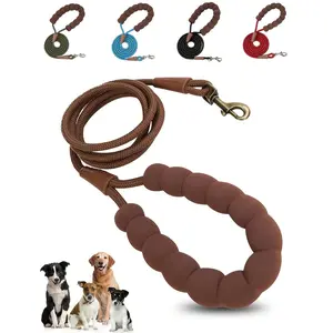 DL007 Detachable Dog Lead, 1pc High-Density Braided Nylon Rope Leash with 0.8cm Width Foam Handle, Zinc Alloy Lock Buckle, Compatible with Pet Collars & Harnesses with Loops