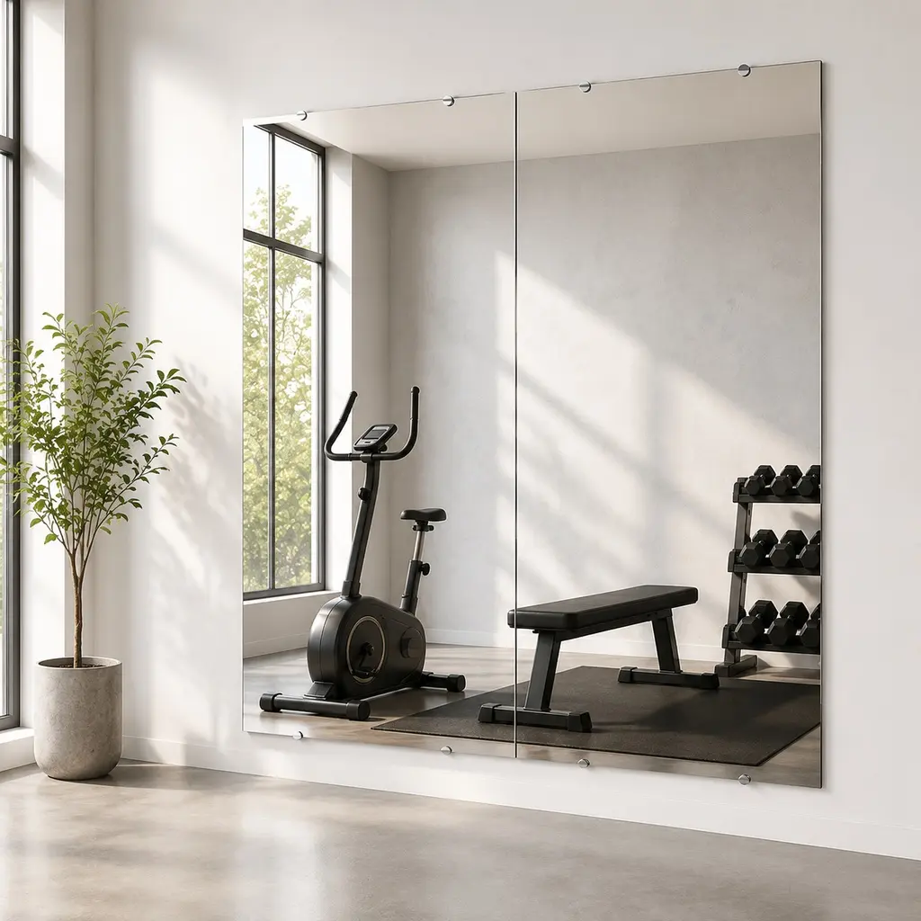 ARCH Full Length Gym Mirror 30x48 Inch Wall Mounted Mirror for Home Gym Yoga Room Dance Studio Bedroom Dressing Room, Silver Frameless HD Glass Mirror, 2 Pack